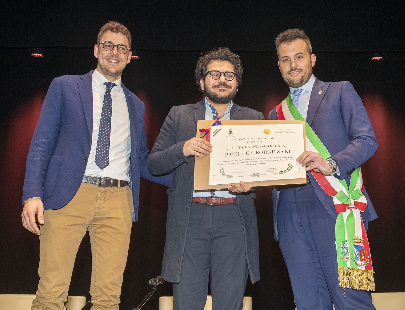 consegna della cittadinanza onoraria a Patrick Zaki